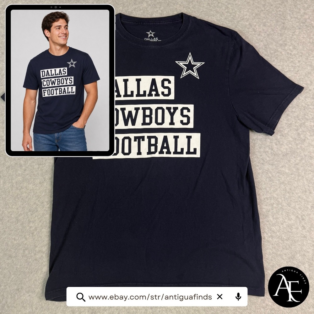 Dallas Cowboys Authentic Mens T-Shirt Navy Blue Graphic Football Star Tee Size M